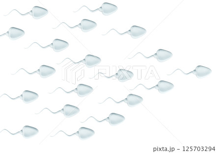 Sperm racing, concept. Sperm cells swim, moving sperms. 3D rendering 125703294