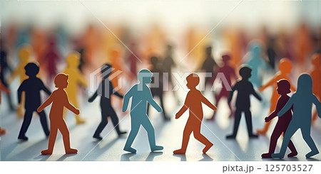 Illustrative representation of the diversity of different people colored silhouettes of human persons 125703527