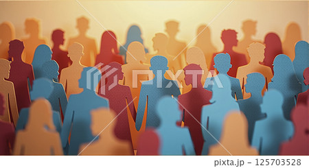 Illustrative representation of the diversity of different people colored silhouettes of human persons 125703528