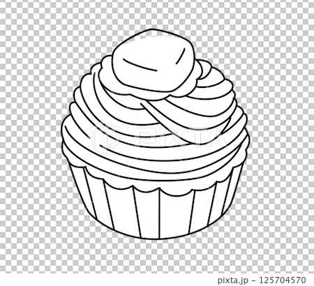 アナログなモンブランケーキのイラスト(線画) アナログなモンブランケーキのイラスト(線画) 125704570