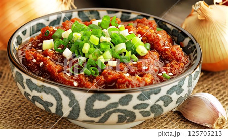 Fermented korean chili paste gochujang delivering intense umami, sweetness, and heat while enhancing marinades, stews, and culinary preparations with rich flavor profile 125705213