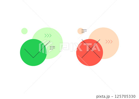 Yes no. Approve and decline. Green tick and red cross. Infographic elements Yes no. Approve and decline. Green tick and red cross. Infographic elements 125705330