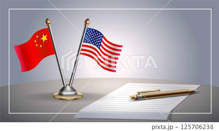 Small national flag of China and United States flag Relation, Template Vector Illustration Small national flag of China and United States flag Relation, Template Vector Illustration 125706238