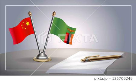 Small national flag of China and Zambia flag Relation, Template Vector Illustration Small national flag of China and Zambia flag Relation, Template Vector Illustration 125706249