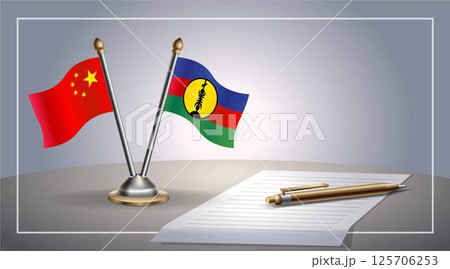 Small national flag of China and New Caledonia flag Relation, Template Vector Illustration Small national flag of China and New Caledonia flag Relation, Template Vector Illustration 125706253