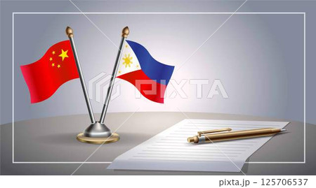 Small national flag of China and Philippines flag Relation, Template Vector Illustration Small national flag of China and Philippines flag Relation, Template Vector Illustration 125706537