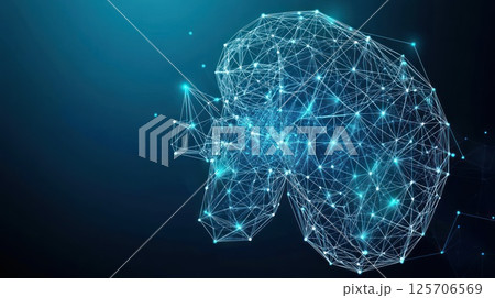 Abstract Digital Brain Structure on Dark Background 125706569