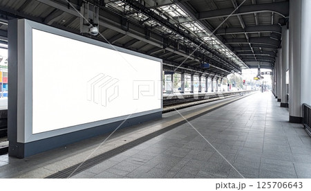 駅ホームの大型広告パネル 125706643