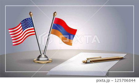 Small national flag of United States (USA) and Armenia flag Relation, Template Vector Illustration Small national flag of United States (USA) and Armenia flag Relation, Template Vector Illustration 125706844