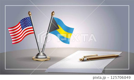 Small national flag of United States (USA) and Bahamas flag Relation, Template Vector Illustration Small national flag of United States (USA) and Bahamas flag Relation, Template Vector Illustration 125706849