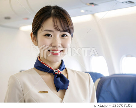 若いキャビンアテンダントの女性　AI生成画像 125707109