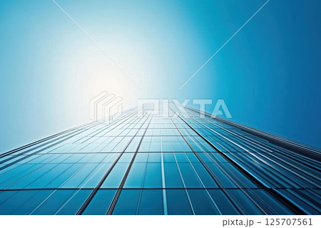 Skyscraper Reaches for the Sky on a Sunny Day with Modern Architecture and Urban Design Themes 125707561