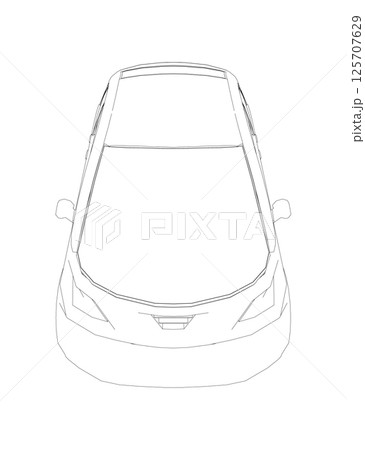 Vector flat illustration of contour small car. City car blueprint. Blank compact car template for branding or advertising. Food delivery car 125707629