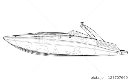 Outline Speedboat isolated vector illustration. Luxury and expensive boat 125707660