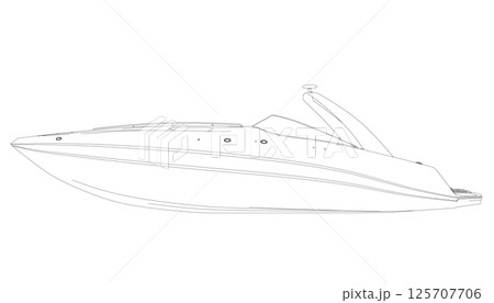 Outline Speedboat isolated vector illustration. Luxury and expensive boat 125707706