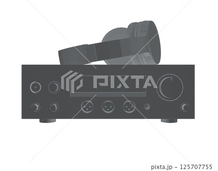 Professional equipment for electronic music polygonal. Stereo headphones in polygonal trend style on a white background. Vector illustration. 3D 125707755