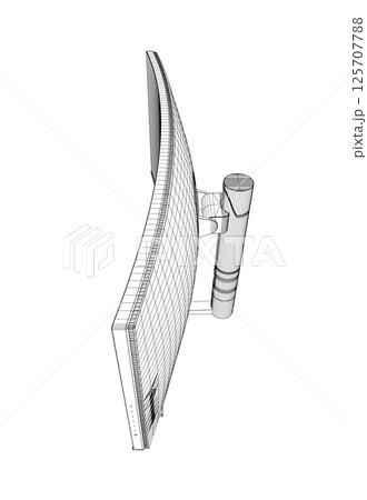 Wireframe of modern thin frame display computer monitor vector illustration. 3D Wireframe of modern thin frame display computer monitor vector illustration. 3D 125707788