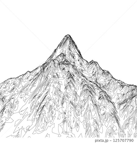 Abstract vector landscape nature or outdoor mountain view outline. Geographic mountain contours vector background Abstract vector landscape nature or outdoor mountain view outline. Geographic mountain contours vector background 125707790