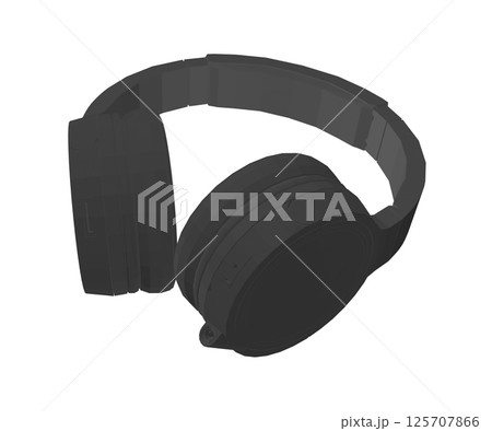 Vector illustration of a black polygonal headphones on a white background. Vector isolated of wireless wifi headphones with speaker for listening music and talking. Vector illustration of a black polygonal headphones on a white background. Vector isolated of wireless wifi headphones with speaker for listening music and talking. 125707866