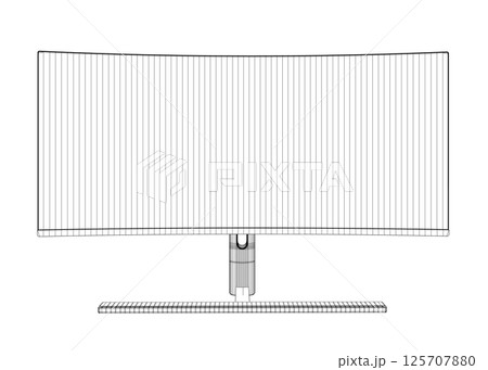 Wireframe of modern thin frame display computer monitor vector illustration. 3D Wireframe of modern thin frame display computer monitor vector illustration. 3D 125707880