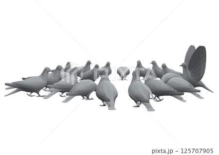 Pigeon gray birds polygonal sitting. Flat cartoon character design. Polygonal bird icon. Cute pigeon template. Vector illustration isolated on white background. 3D. Pigeon gray birds polygonal sitting. Flat cartoon character design. Polygonal bird icon. Cute pigeon template. Vector illustration isolated on white background. 3D. 125707905