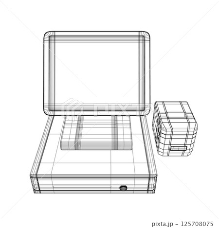 Wireframe of cash register with bar code...のイラスト素材 [125708075] - PIXTA