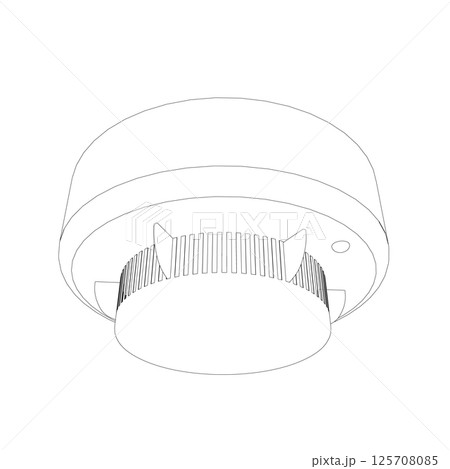 Smoke detector contour. Vector fire smoke carbon monoxide detector alarm, office with sound signal on white isolated background. The style of the drawing is flat. Detector, sensor, detection device 125708085