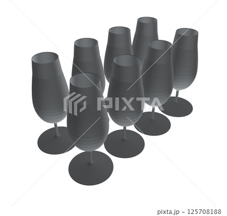 Wine Glass set Vector Simple Design. Set of polygonal of glasses isolated on a white background. 3D. 125708188