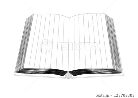 Wireframe of an open book made of black lines...のイラスト素材 [125708305] - PIXTA