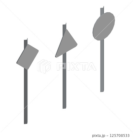 Polygonal model of road sings set isolated on white background. Road empty board sing. Vector illustration. Isometric view. 3D.3d3 125708533