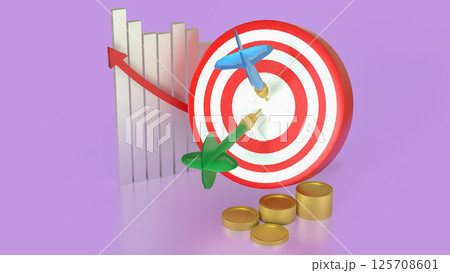 The  Target and gold coins for Business concept 3d rendering. 125708601