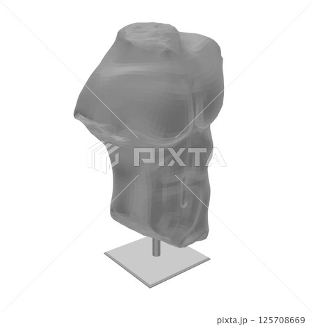 Vector isolated icon antique sculpture. Antique greek statue body. Polygonal icon greek male torso, male abs illustration. Contemporary shapes for logo, label, print. 3D. 125708669