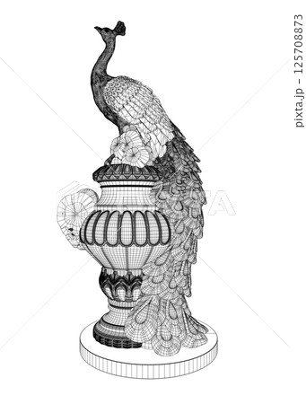 Decorative peacock. Adult anti-stress coloring page. Black and white hand drawn doodle for coloring book. Vector Black and White Floral Peacock Illustration Decorative peacock. Adult anti-stress coloring page. Black and white hand drawn doodle for coloring book. Vector Black and White Floral Peacock Illustration 125708873
