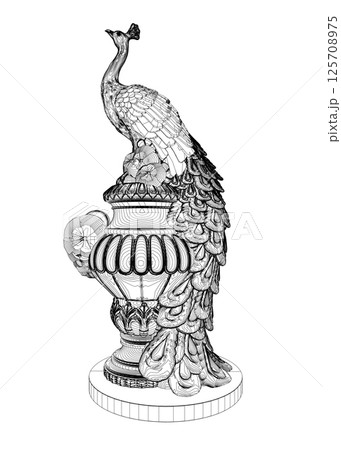 Decorative peacock. Adult anti-stress coloring page. Black and white hand drawn doodle for coloring book. Vector Black and White Floral Peacock Illustration Decorative peacock. Adult anti-stress coloring page. Black and white hand drawn doodle for coloring book. Vector Black and White Floral Peacock Illustration 125708975