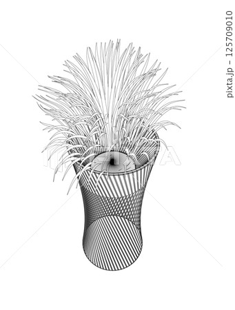 Line drawing of leaves plant in decorative vase. Creative minimalist drawing with decorative vase, flower, branch and leaves. Vector hand drawing sketch line illustration Line drawing of leaves plant in decorative vase. Creative minimalist drawing with decorative vase, flower, branch and leaves. Vector hand drawing sketch line illustration 125709010