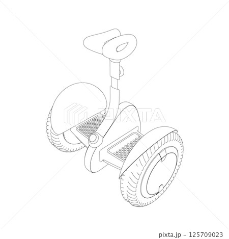 Contour Gyroscooter vector illustration. Cartoon isolated personal electric smart transport, modern eco vehicle with battery and two wheels for city ride and mobility. 3D. 125709023