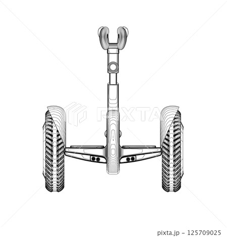 Contour Gyroscooter vector illustration. Cartoon isolated personal electric smart transport, modern eco vehicle with battery and two wheels for city ride and mobility. 3D. Contour Gyroscooter vector illustration. Cartoon isolated personal electric smart transport, modern eco vehicle with battery and two wheels for city ride and mobility. 3D. 125709025
