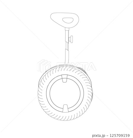Contour Gyroscooter vector illustration. Cartoon isolated personal electric smart transport, modern eco vehicle with battery and two wheels for city ride and mobility. 3D. 125709159