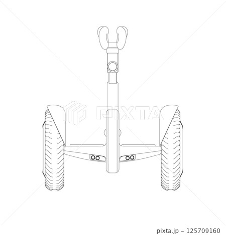 Contour Gyroscooter vector illustration. Cartoon isolated personal electric smart transport, modern eco vehicle with battery and two wheels for city ride and mobility. 3D. Contour Gyroscooter vector illustration. Cartoon isolated personal electric smart transport, modern eco vehicle with battery and two wheels for city ride and mobility. 3D. 125709160