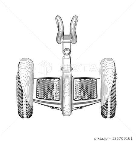 Contour Gyroscooter vector illustration. Cartoon isolated personal electric smart transport, modern eco vehicle with battery and two wheels for city ride and mobility. 3D. Contour Gyroscooter vector illustration. Cartoon isolated personal electric smart transport, modern eco vehicle with battery and two wheels for city ride and mobility. 3D. 125709161