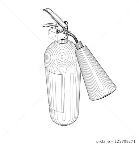 Contour Fire Extinguisher Icon Vector Design on White Background. Outline icon isolated on white. Fire protection, safety. Contour Fire Extinguisher Icon Vector Design on White Background. Outline icon isolated on white. Fire protection, safety. 125709271