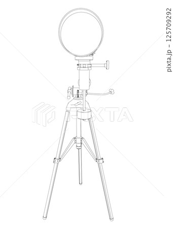 Contour drawing of Telescope - astronomy tool. Telescope in simple outline vector illustration. 125709292