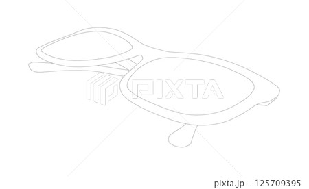 Side views of sunglasses. Simple vector hand drawn illustration. Fashion unisex summer sunglasses. Contour drawing isolated on white background. Classic sunglasses vector icon Side views of sunglasses. Simple vector hand drawn illustration. Fashion unisex summer sunglasses. Contour drawing isolated on white background. Classic sunglasses vector icon 125709395