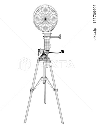 Wireframe drawing of Telescope - astronomy tool. Telescope in simple outline vector illustration. 3D. 125709405