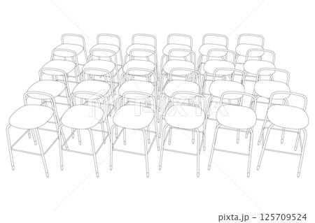 Vector illustration Bar stool icons set of contours. Chair bench. Club furniture. Front view. 125709524