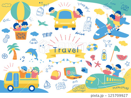 乗り物で旅行を楽しむ子供たち 125709927