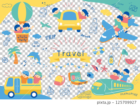 乗り物で旅行を楽しむ子供たち 125709927
