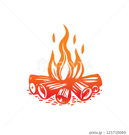 Creative Campfire Logo Design Illustration Template 125710069