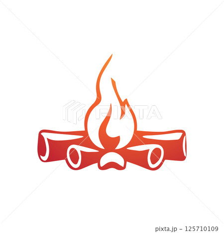 Creative Campfire Logo Design Illustration Template 125710109