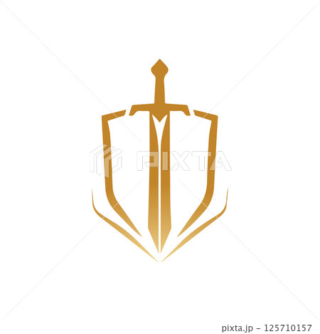 Creative Sword and Shield Logo Design Illustration Template 125710157